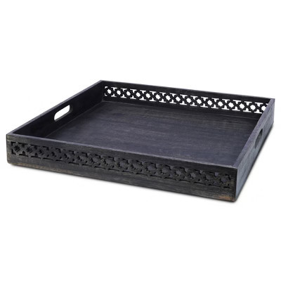 Mela Artisans Rustic Black Trellis Ottoman Decorative Tray | Target