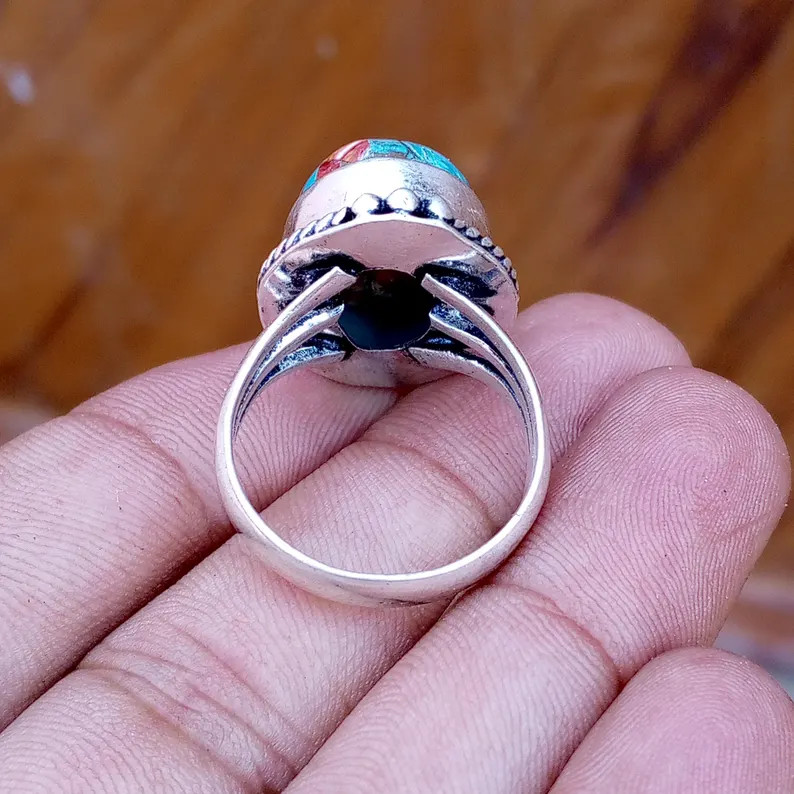 Oyster Turquoise Ring, Handmade 925 Sterling Silver Ring - Etsy | Etsy (US)