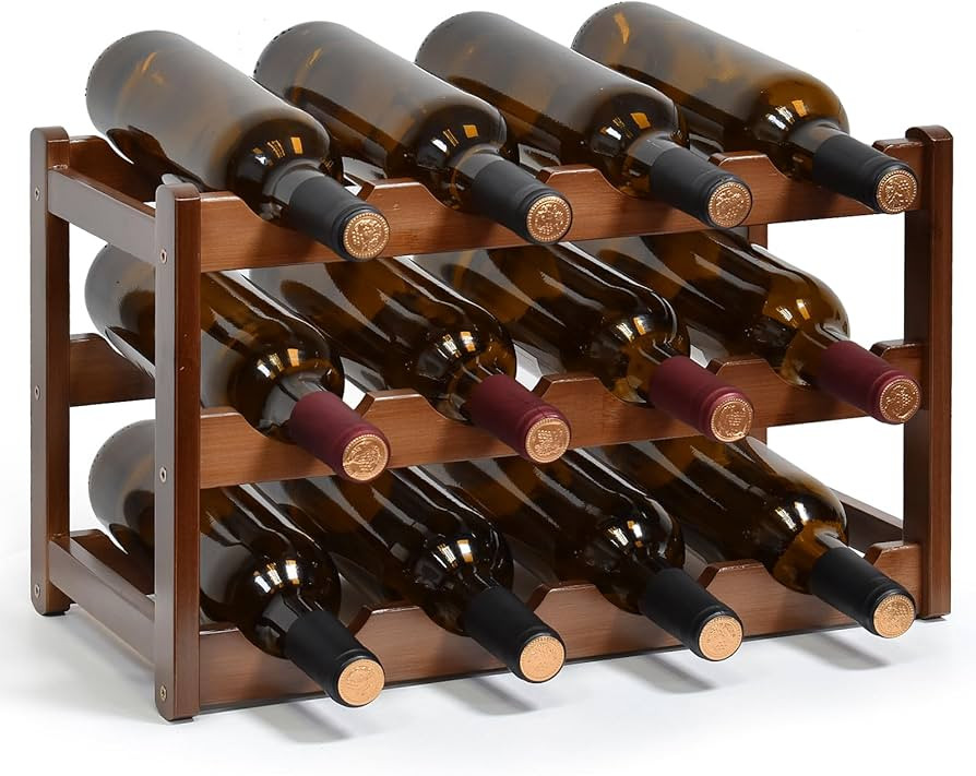 Wine Rack, 12 Bottles 3-Tier Free Standing Wine Racks, Wine Rack Countertop Holder Storage Shelf ... | Amazon (US)