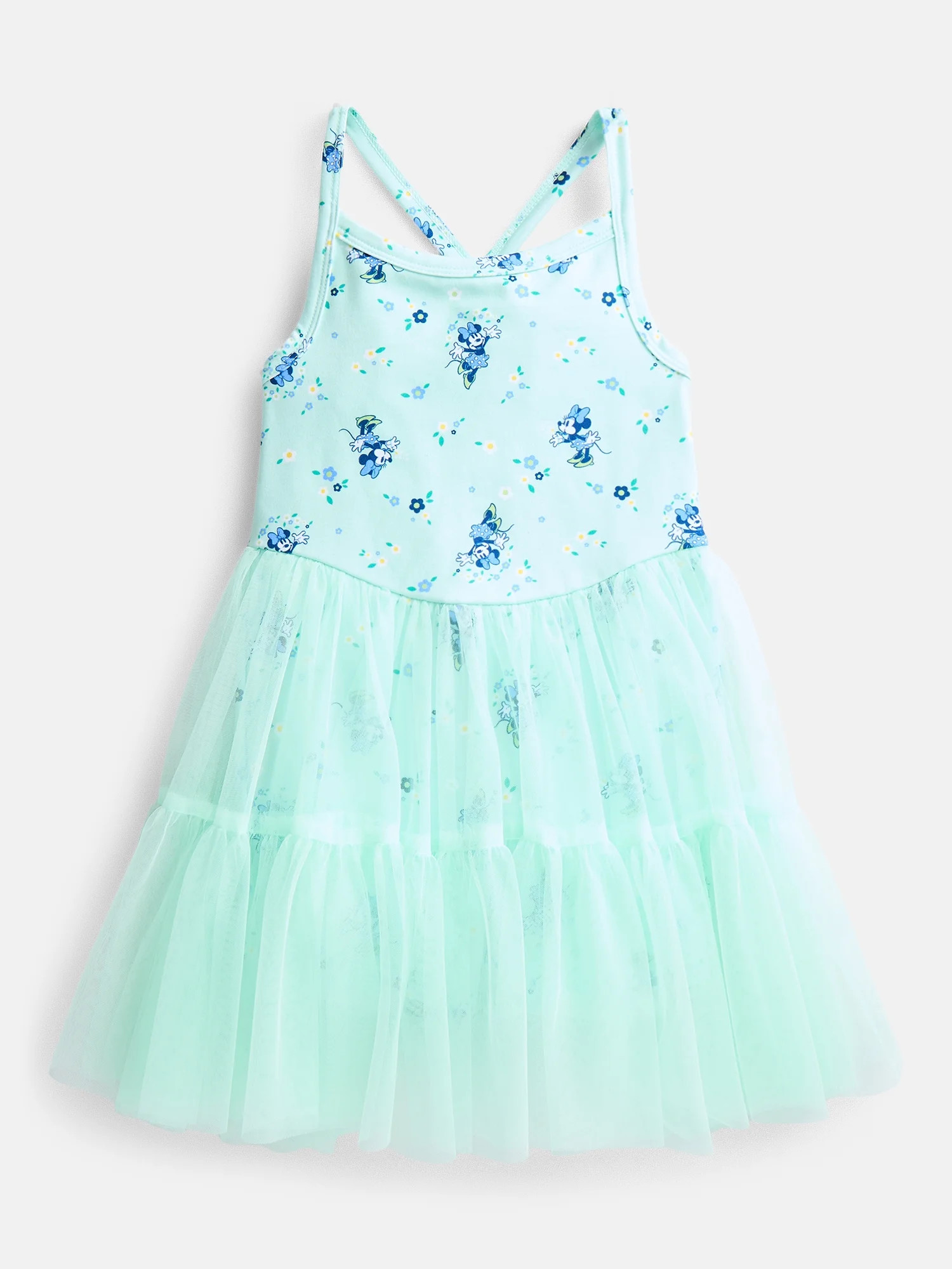 Minnie Mouse Toddler Girls' Sleeveless Romper with Tulle Skirt, Sizes 12M-5T | Walmart (US)
