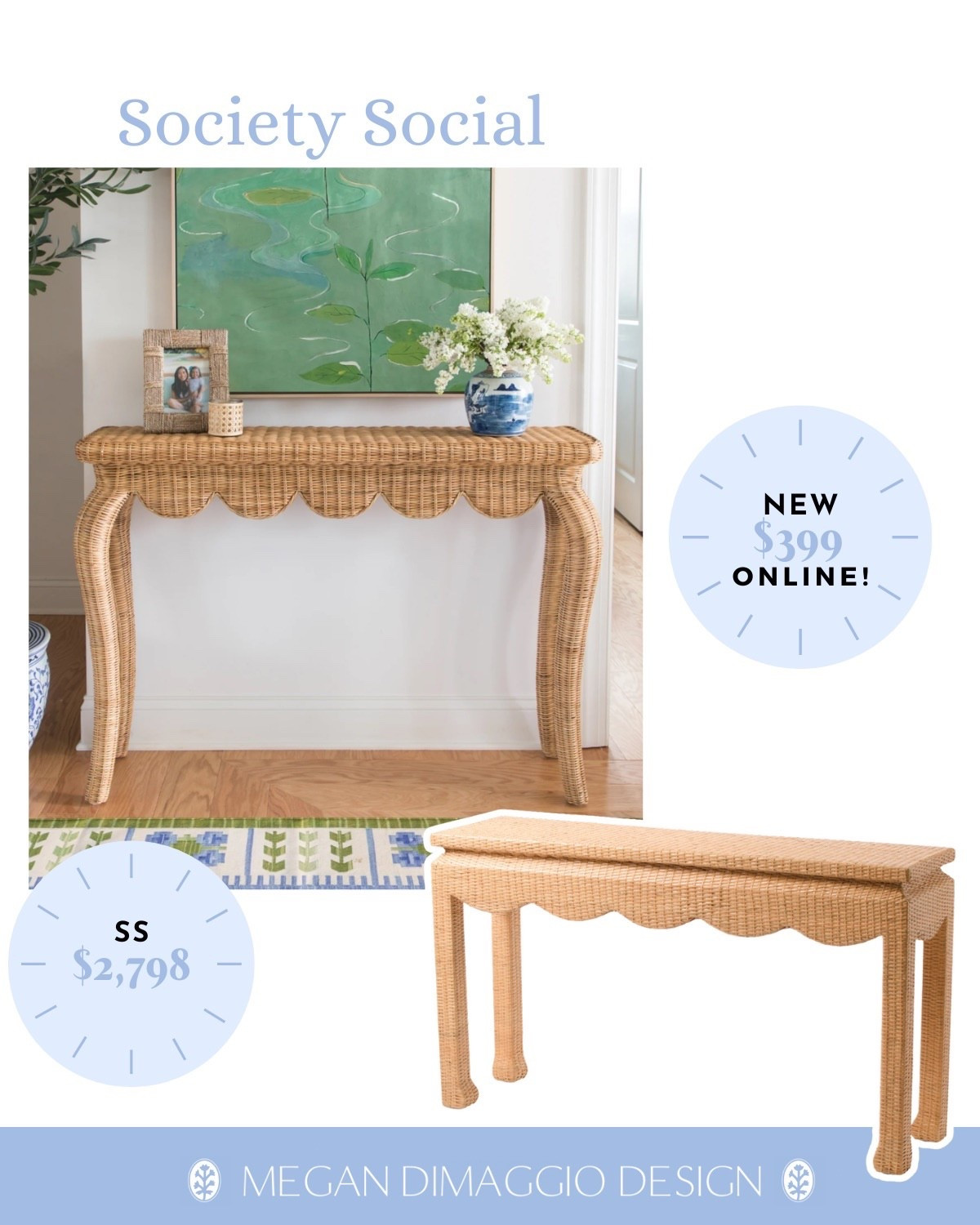 🚨High sellout risk!!🚨 Just added online and will go fast!! Brand new society social scalloped wicker console table look for less that’ll save you thousands!! 🤯 Such a pretty and classic table!! Beautiful for a coastal or grandmillenial style home! 😍

#LTKSaleAlert #LTKHome