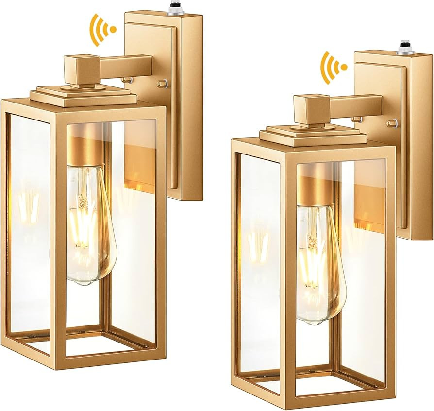 VIANIS Dusk to Dawn Outdoor Wall Lanterns, 2 Pack Golden Exterior Wall Light Fixtures Wall Mount ... | Amazon (US)