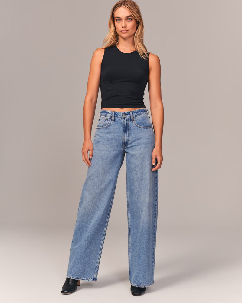 Mid Rise Ultra Wide Leg Jean | Abercrombie & Fitch (US)