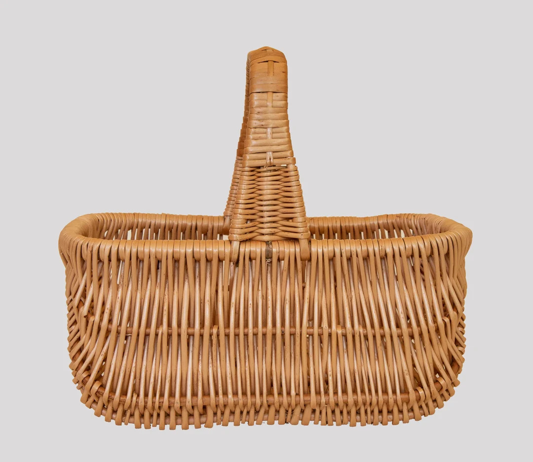 Handmade Wicker Basket With One Top Handle Picnic Basket Market Basket Shopping Basket Fruit Bask... | Etsy (US)