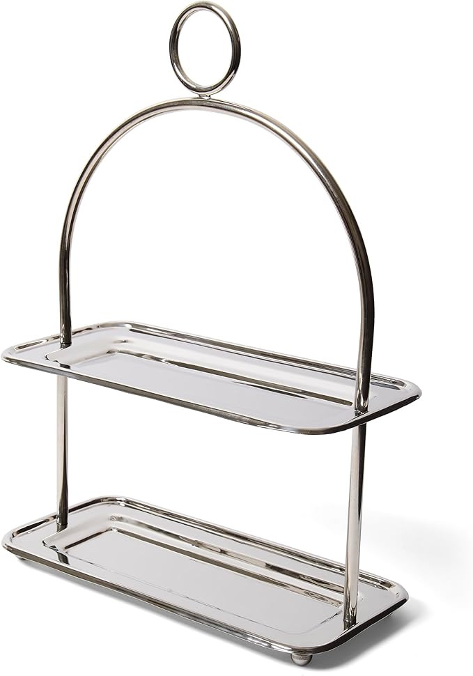 Elegance 2-Tier Stainless Steel Serving Tray Stand – 12.5" x 5.5" Rectangle Display for Cracker... | Amazon (US)