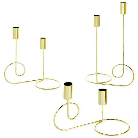 Koyal Wholesale Gold Taper Candlestick Holders Table Decor, Modern Wedding Metal Candlestick Decor C | Walmart (US)