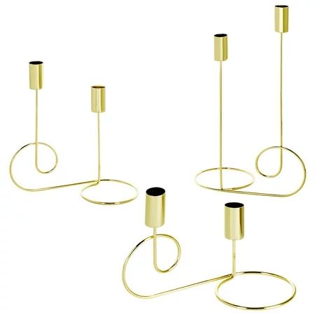 Koyal Wholesale Gold Taper Candlestick Holders Table Decor, Modern Wedding Metal Candlestick Decor C | Walmart (US)