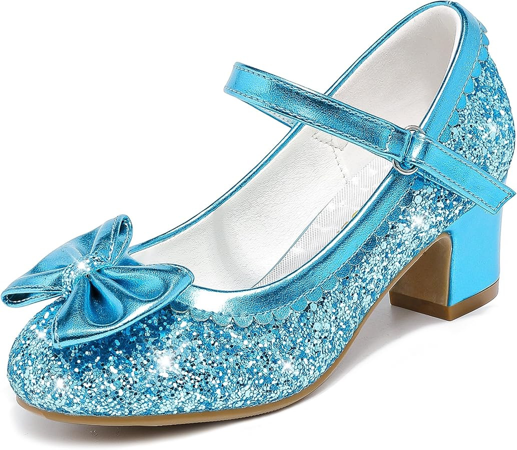 Princess Shoes High Heel Toddler Girls Dress Shoes Cute Bowknot Sparkle Mary Jane Flower Girls We... | Amazon (US)