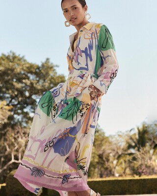 Silk Blend Modern Print Shirt Dress | Chico's