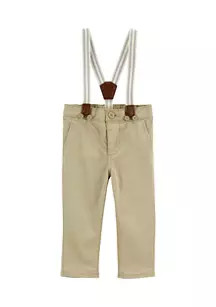 Baby Boys Khaki Suspender Pants | Belk