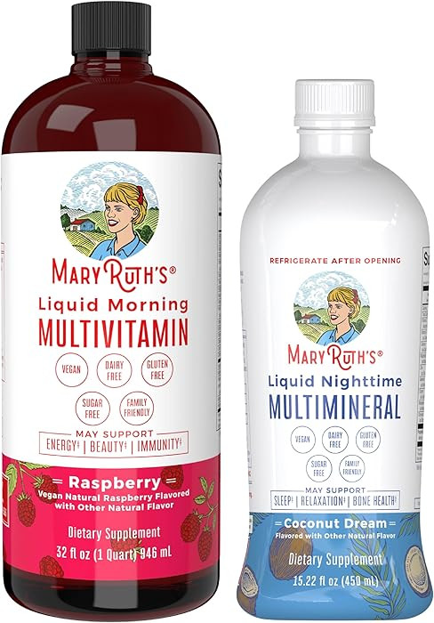 MaryRuth's Liquid Morning Multivitamin Raspberry (32oz) & Liquid Nighttime Multimineral Coconut (... | Amazon (US)