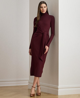 Women's Tie-Front Turtle Neck Dress | Macy's