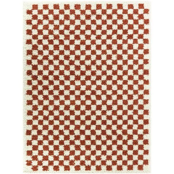 Covey Plush Checkered Thick Shag Area Rug - 5'3" x 7' - Burgundy/Blush | Bed Bath & Beyond
