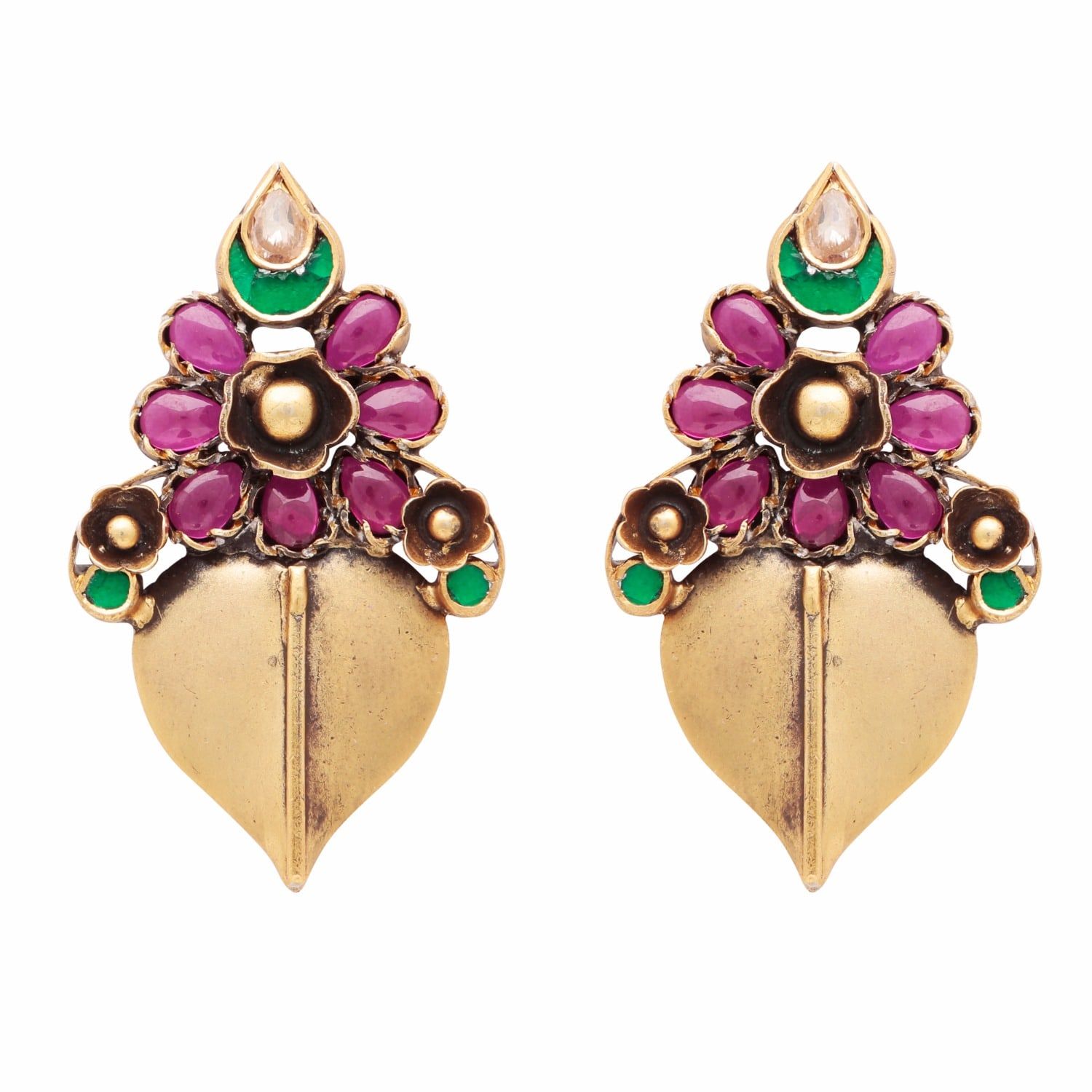 Carousel Jewels - Green & Pink Dyed Crystal Earrings | Wolf & Badger (US)