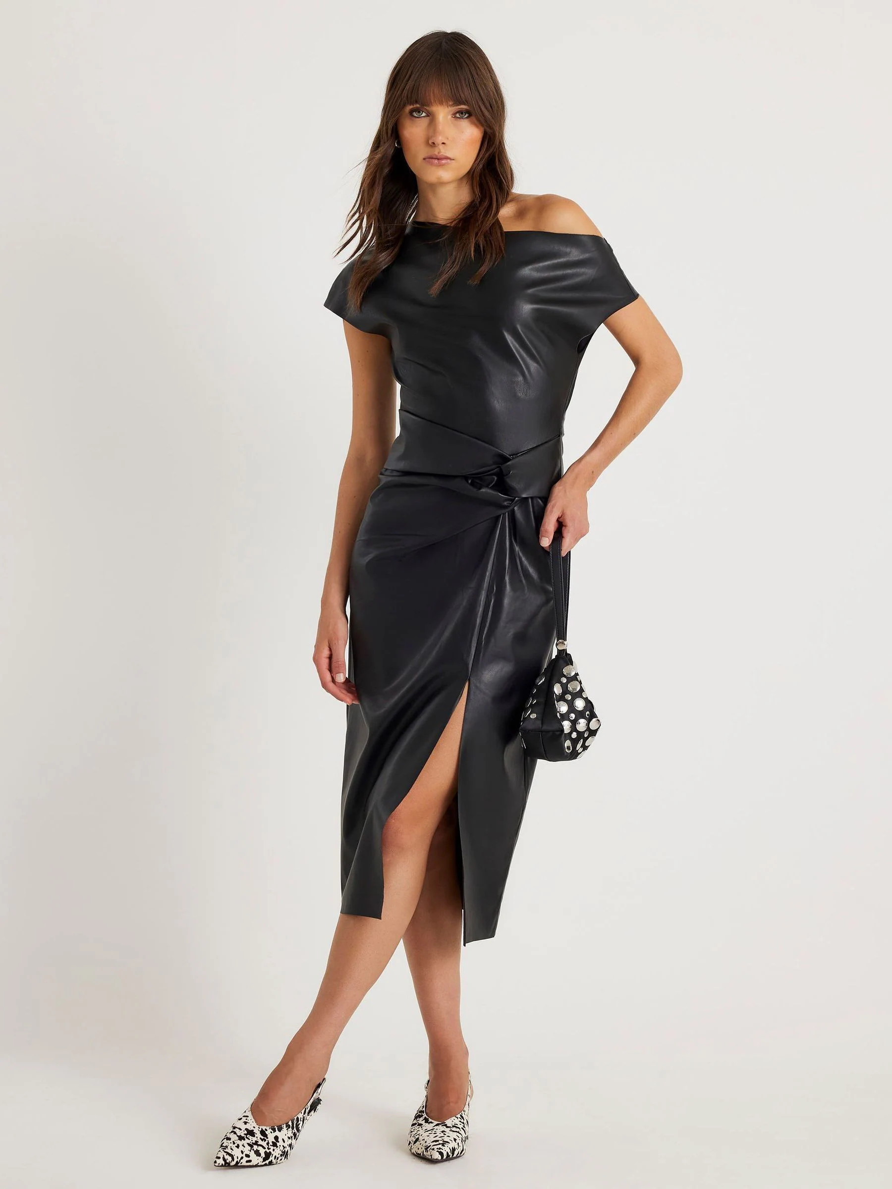 River Island River Island Black Draped Knot Midi Dress | Next US