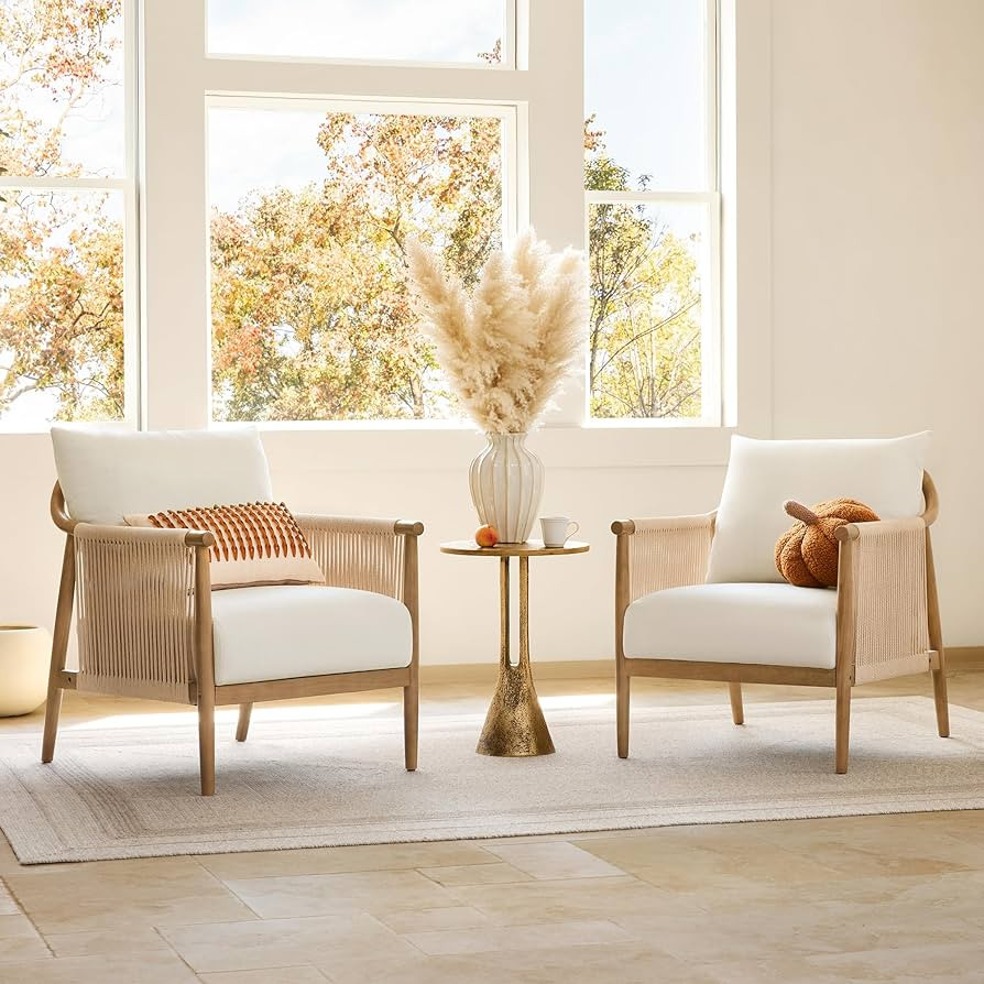 CHITA Braid Accent Chair Set of 2, Modern Armchair with Solid Wooden Armrest for Living Room and ... | Amazon (US)