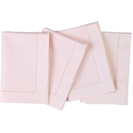 Solino Home 100% Pure Linen Hemstitch Dinner Napkins - 20 x 20 Inch, Pink Set of 4, European Flax, N | Amazon (US)