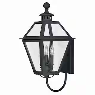 VAXCEL Nottingham 3 Light Black Empire Outdoor Wall Lantern Clear Glass T0080 - The Home Depot | The Home Depot