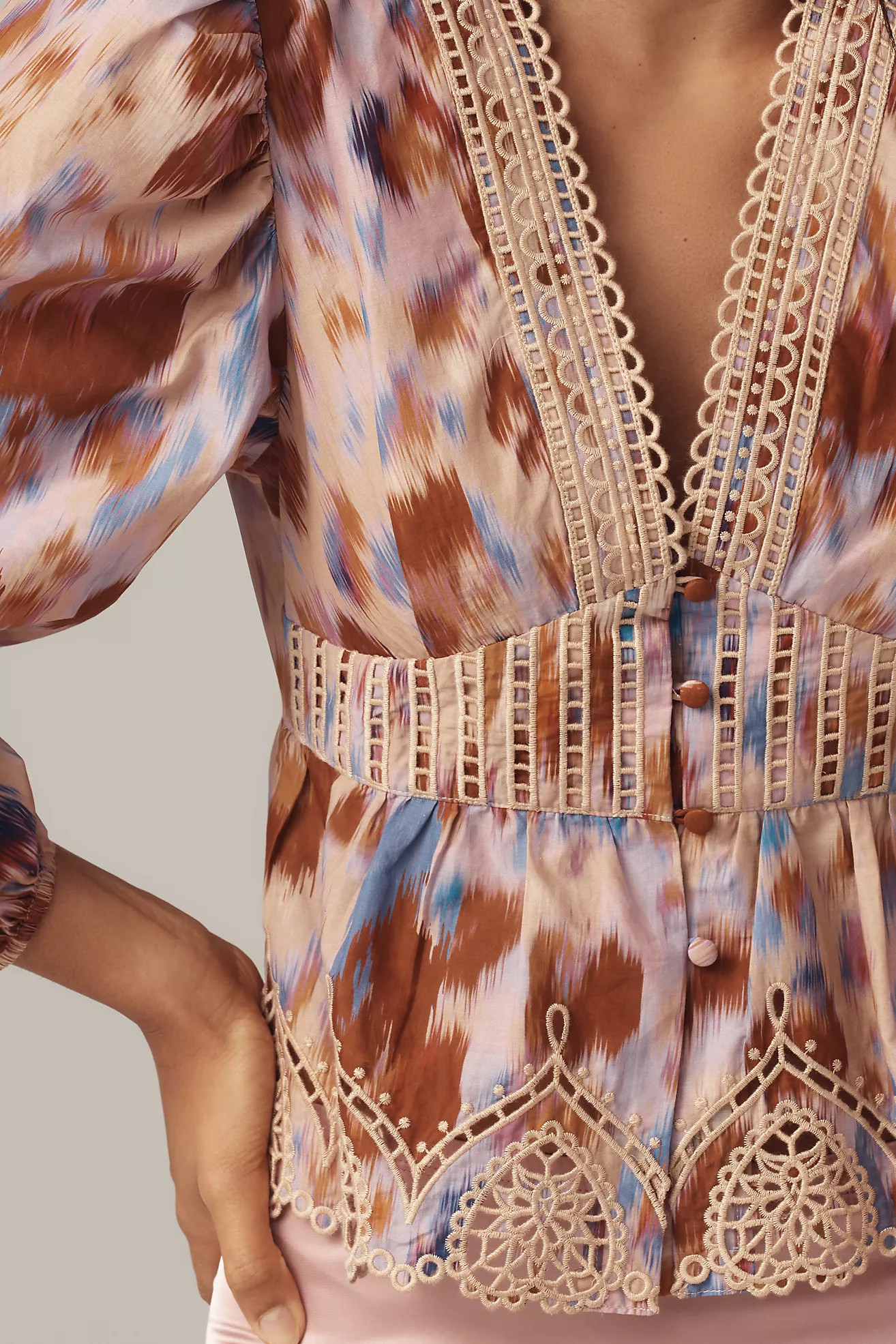 Farm Rio Long-Sleeve Printed Tiered Blouse | Anthropologie (US)