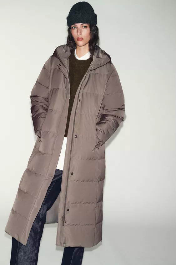 LONG WATER-REPELLENT AND WINDPROOF DOWN PUFFER JACKET WITH HOODIE | Zara UK