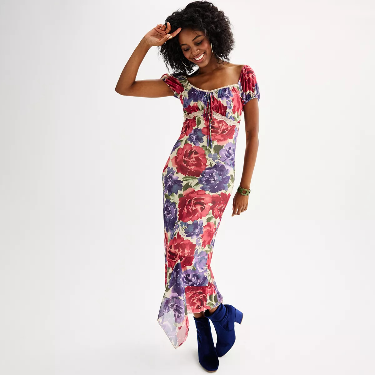 Juniors' SO® Floral Mesh Midi Dress | Kohl's