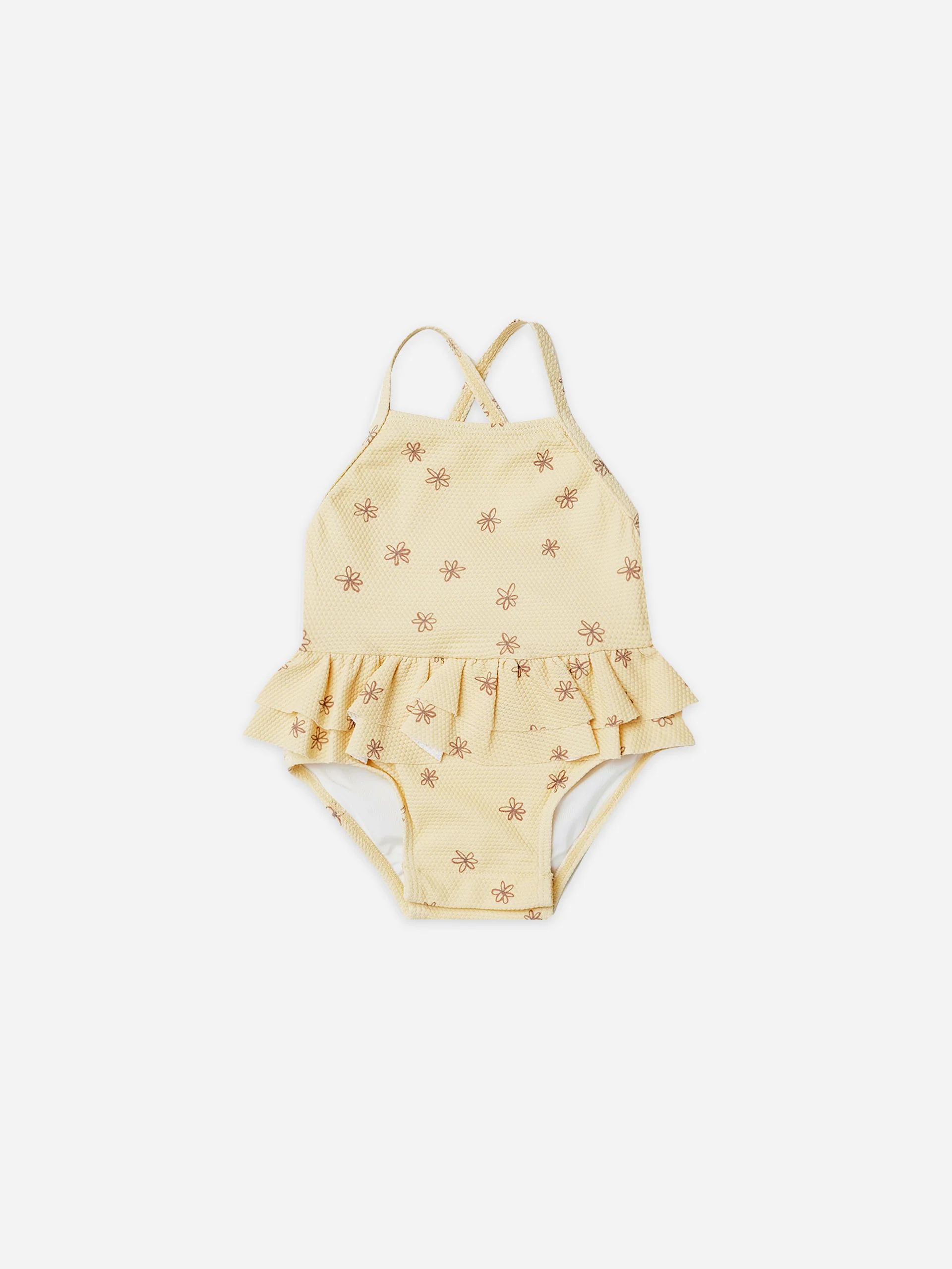 ruffled one piece swimsuit | blossom | Quincy Mae