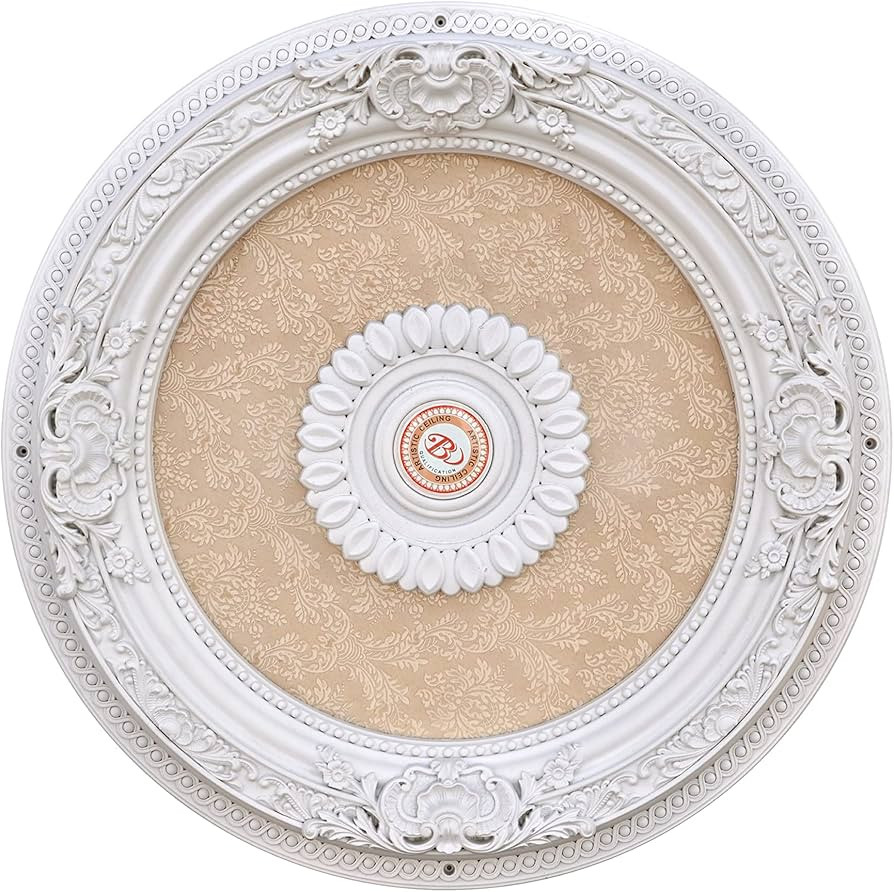 Petite Round Chandelier Ceiling Medallion or Fan Medallion, 24 Inches, White | Amazon (US)