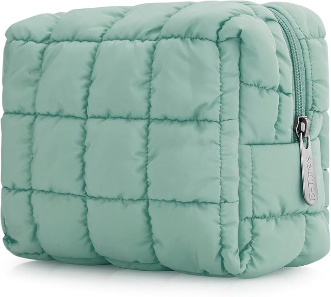 E-Tree Cute Makeup Bag,Quilted Cosmetic Bag,Make up Pouch for Purse,Toiletry Zipper Pouch,Checker... | Amazon (US)