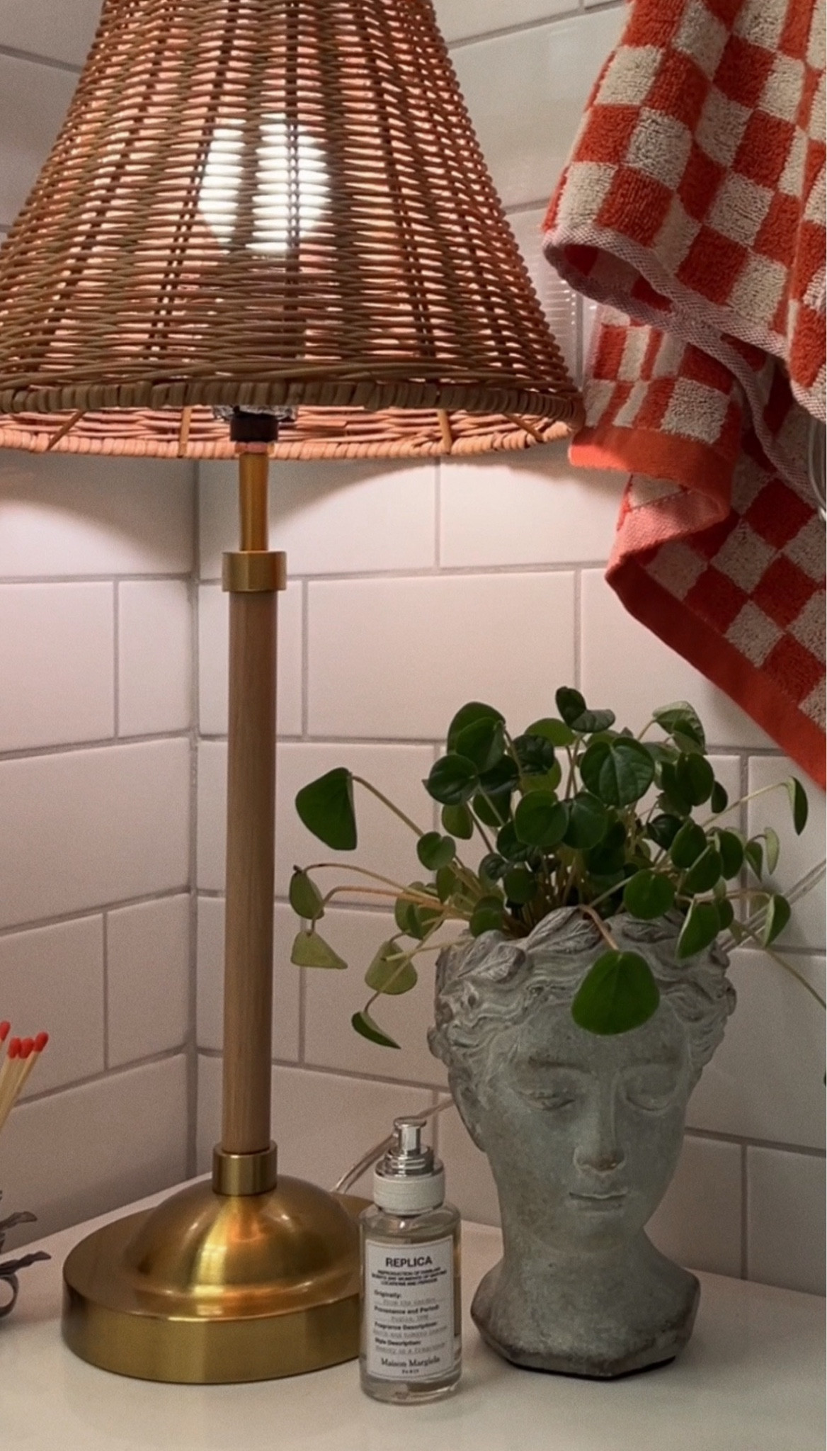 Colorful bathroom decor. Bust planter. Rattan lamp. Mood lighting. Bathroom decor.

#LTKfindsunder50 #LTKhome #LTKfindsunder100