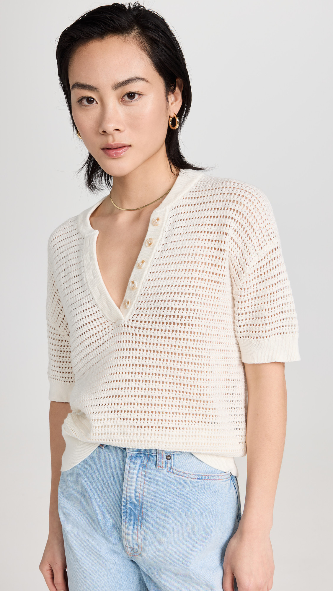 Varley Callie Knit Top Egret L | Shopbop