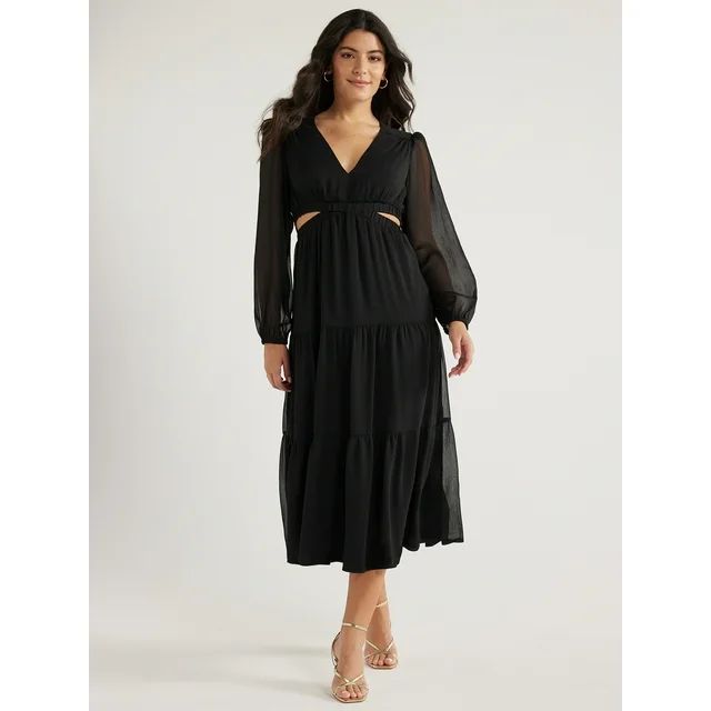 Sofia Jeans Women's and Women's Plus  Cutout Maxi Dress with Long Sleeves,  Sizes XS-5X | Walmart (US)