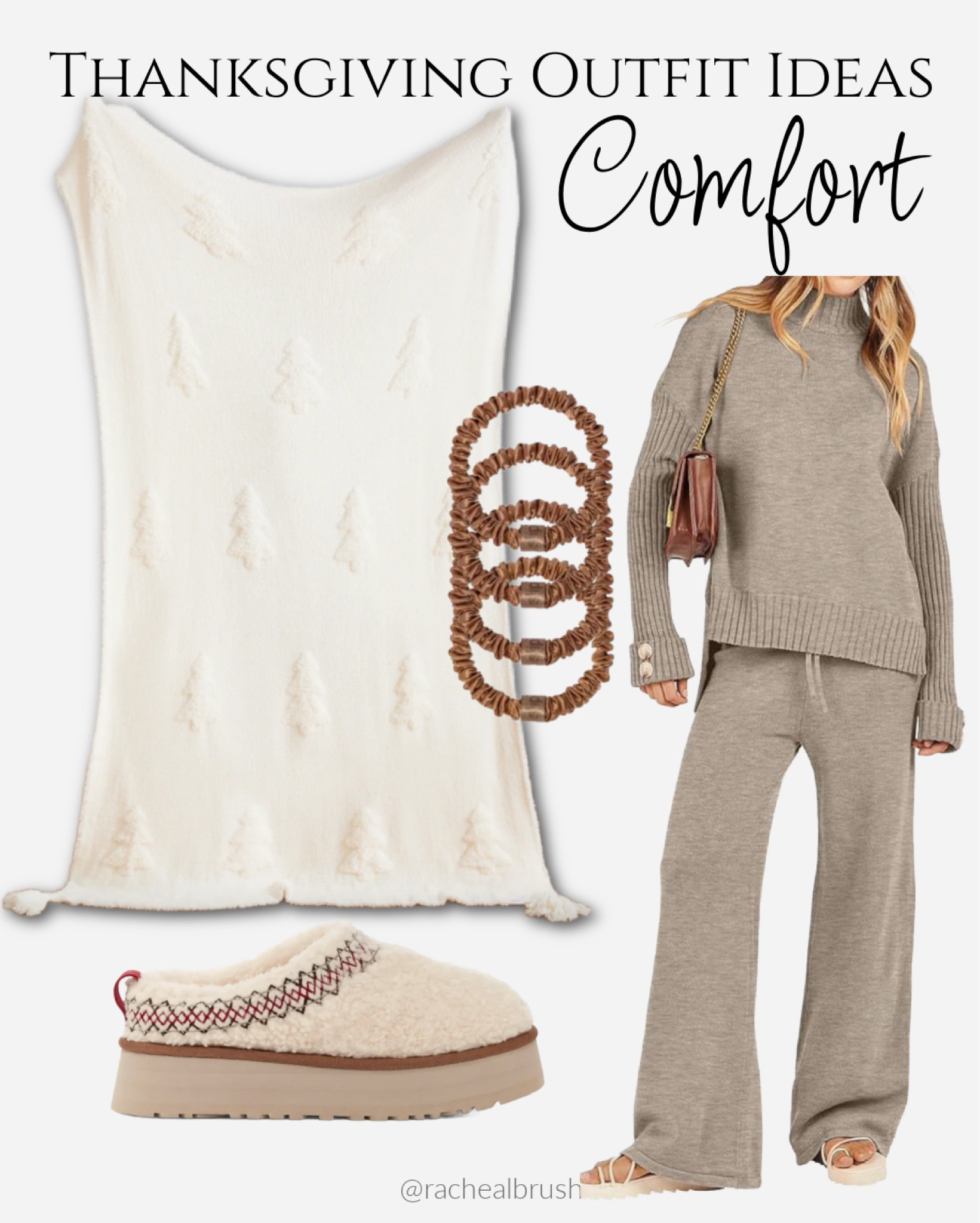 Thanksgiving Outfit comfort style. Stay warm and cozy in this 2-piece lounge set, silk hair ties and comfy cozy blanket  

#LTKHolidaySale #LTKSeasonal #LTKstyletip