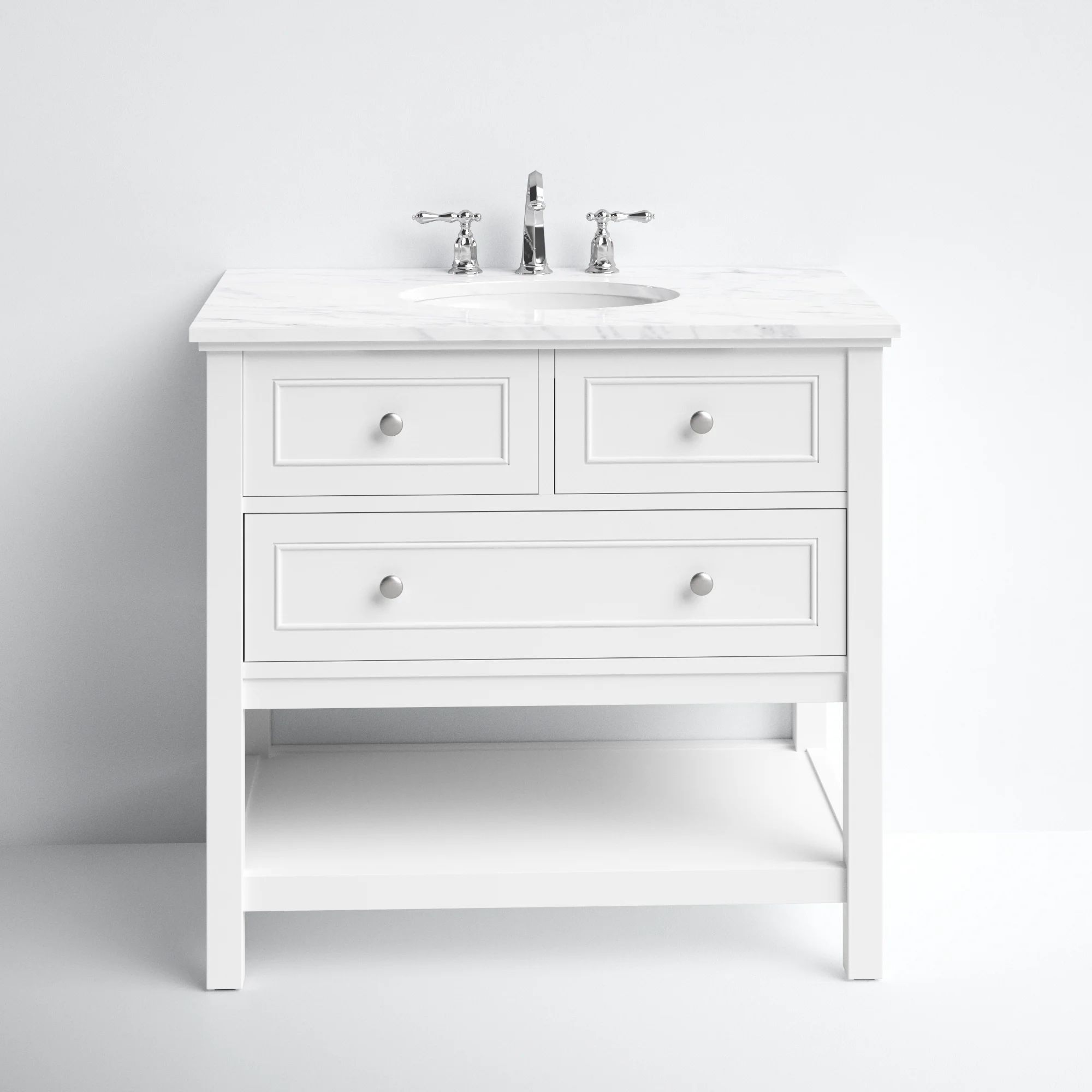 Voss 36'' Free-standing Single Bathroom Vanity with Marble Vanity Top | Wayfair North America