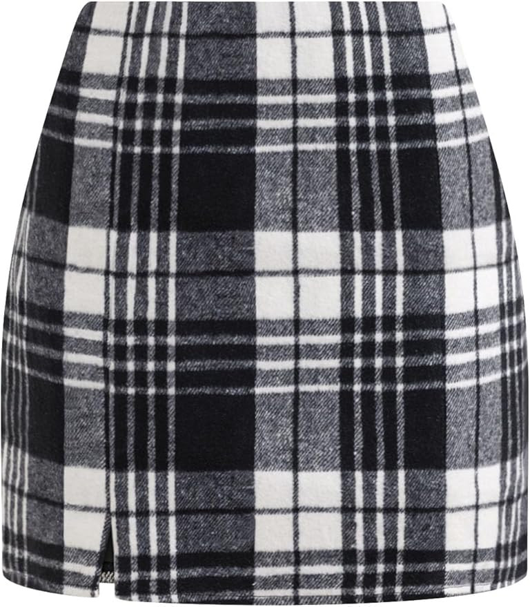 NIMIN Plaid Mini Skirts for Women High Waist Fall Winter 2025 Bodycon Pencil A-Line Skirt | Amazon (US)