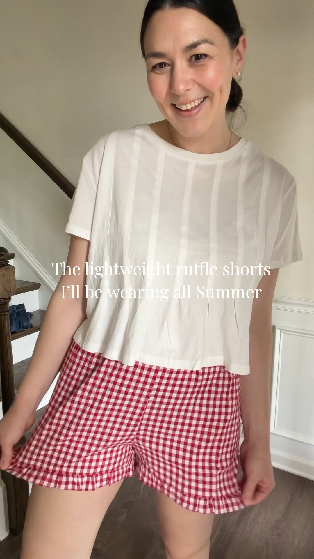 The lightweight ruffle shorts I’ll be wearing all Spring & Summer long! Flowy and the elastic waistband is postpartum friendly! Love that they have pockets! The ruffle detail is too cute and the length is mom friendly! 🙌🏼 runs TTS!

My peplum top is super cute! Runs TTS. I’m wearing my normal medium.

#LTKootd #LTKMidsize #LTKTall