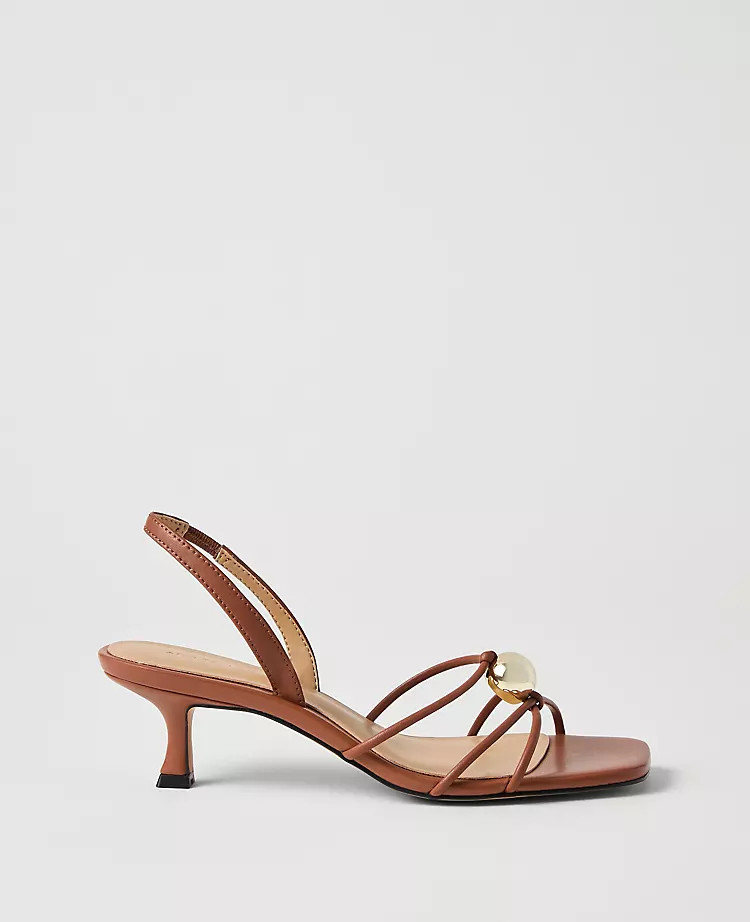 Leather Embellished Kitten Heel Sandal | Ann Taylor
