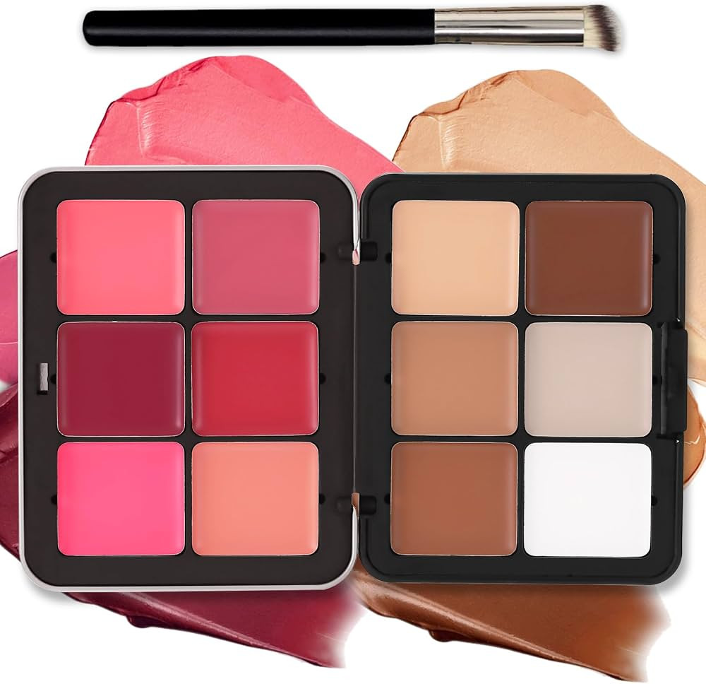 12 Colors Cream Blush Palette Cream Concealer Foundation Palette,Natural Matte Face Makeup Palett... | Amazon (US)
