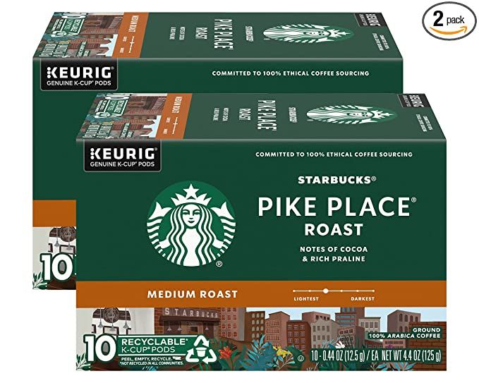Starbucks Pike Place Roast K-Cup Pods, Medium Roast Ground Coffee K-Cups for Keurig Single Cup Br... | Amazon (US)