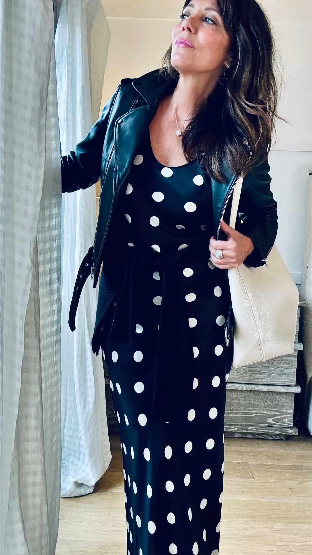 So glad I have this outfit, I’ve worn it to my anniversary dinner with a white tuxedo jacket and here with a leather jacket by @onequince and a sweater around my waist

#LTKCon #LTKOver40 #LTKTravel
