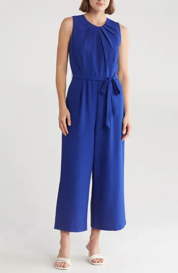 Calvin Klein Belted Wide Leg Gauze Jumpsuit in Ultramarine at Nordstrom Rack, Size 6 | Nordstrom Rack