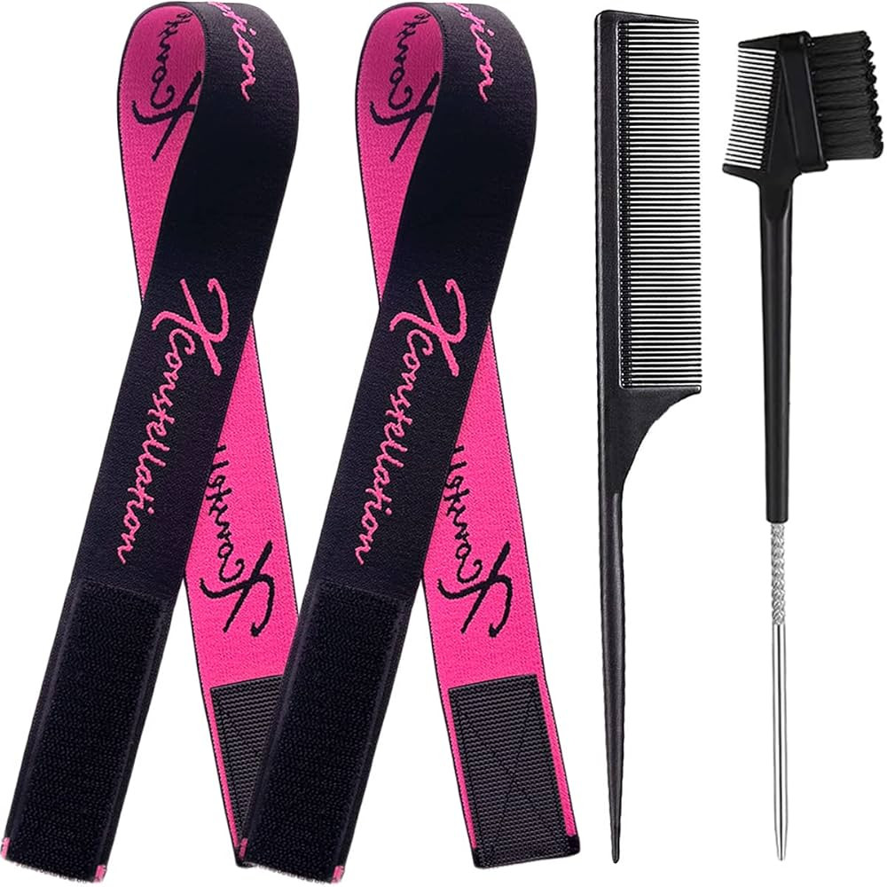 Elastic Wig Bands for Edges, Baby Hair, Keeping Wigs in Place, and Sewing Edges - 2 PCS, BlackPin... | Amazon (US)