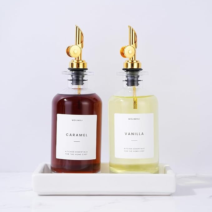 Molimoli Olive Oil Dispenser Bottle for Kitchen, Coffee Syrup Dispenser w. Weighted Pourer, Glass... | Amazon (US)