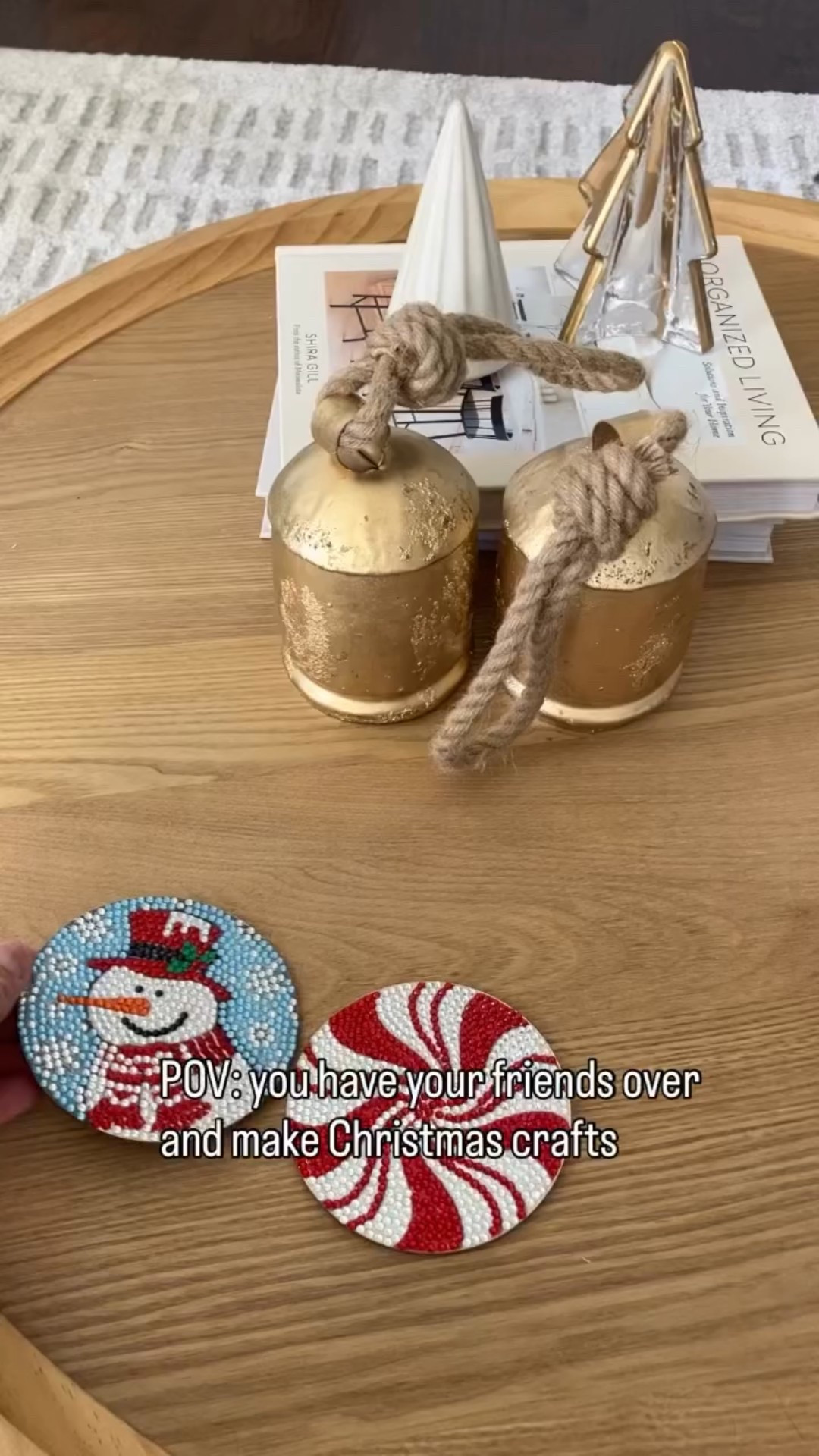 Order these. Invite your frands over. Have some snacks and drinks. 🥂 

I should have gotten some video of the ones my friends made! Comment “link” and I’ll send you a link to the ones I ordered plus a few others I would choose. #christmastime #christmascoasters #christmascoaster #diamondart