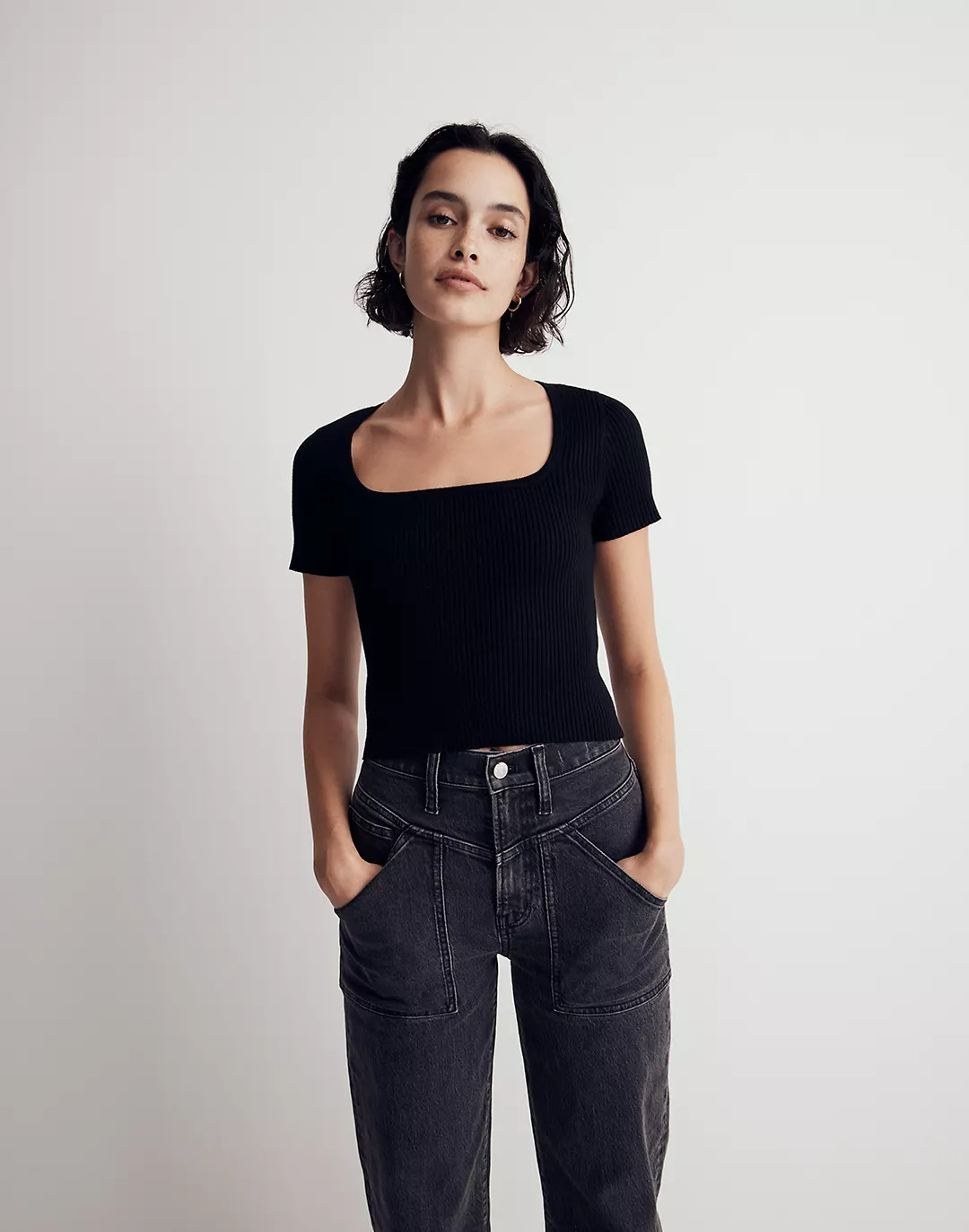 Square-Neck Crop Sweater Tee | Madewell