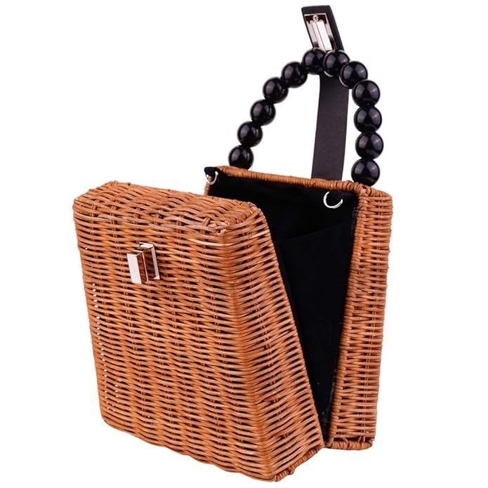 Handwoven Rattan Bag Premium Handbag with Shoulder Straps Natural Chic Purse Tote Bag for Women | Amazon (US)