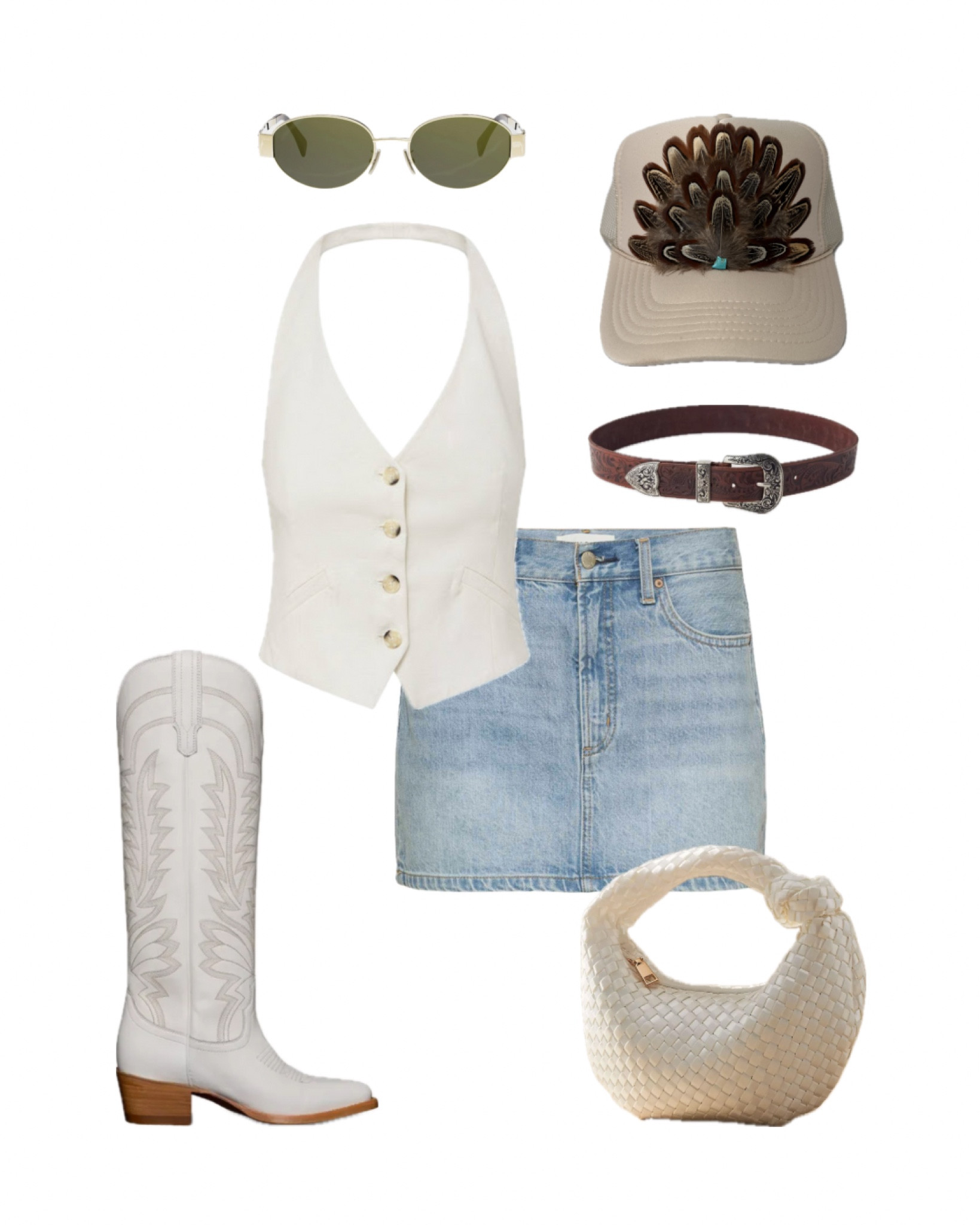 feather trucker hat, country concert outfit ideas, western fashion inspo, rodeo style, western fashion board 

#LTKFestival #LTKStyleTip