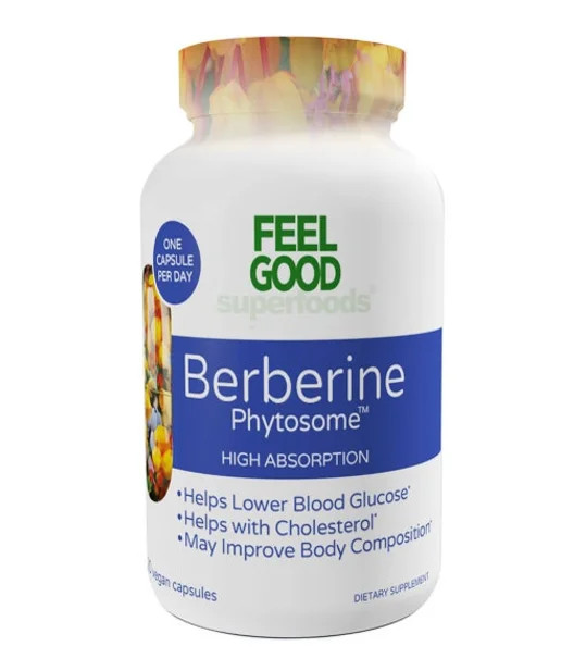 Feel Good Superfoods Berberine Phytosome High Absorption, 120 Vegan Capsules - Walmart.com | Walmart (US)