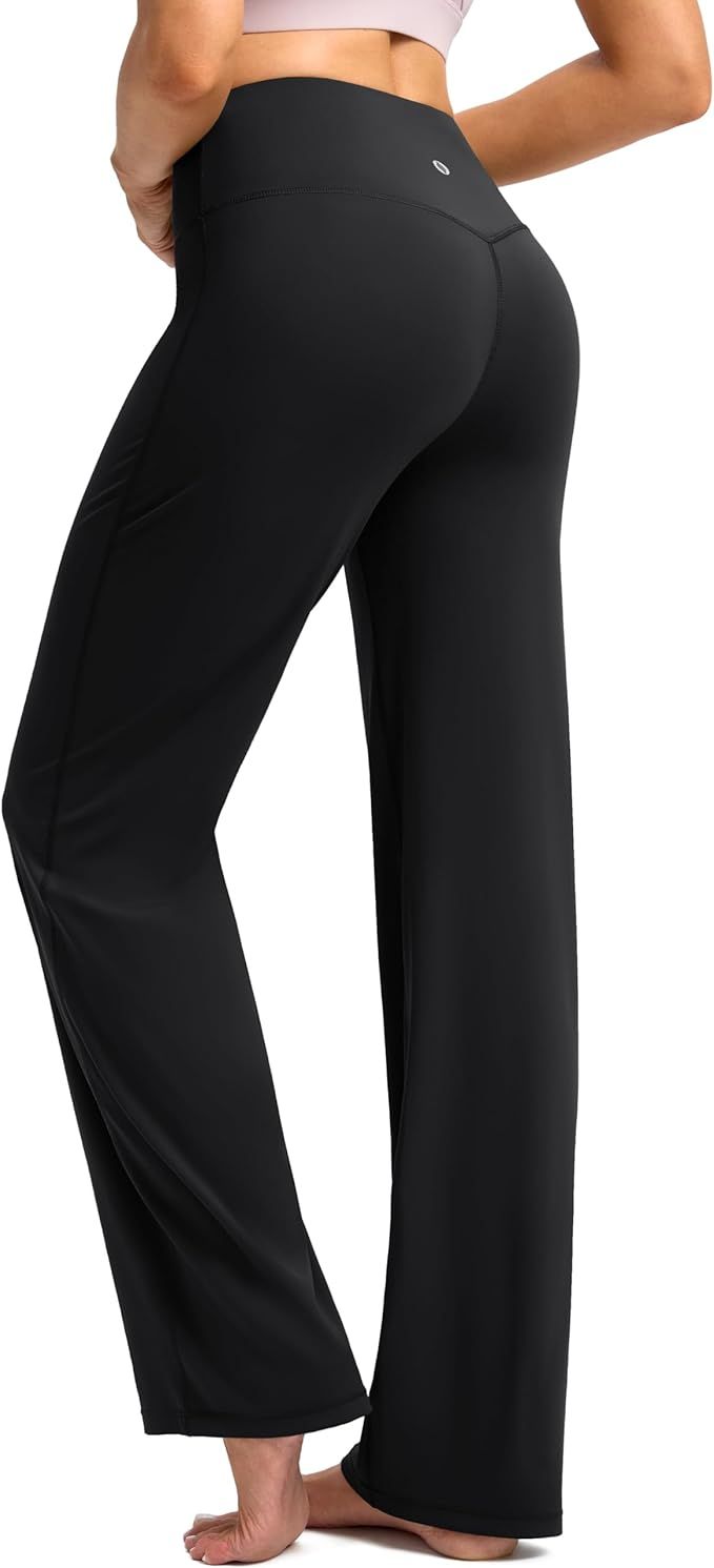 SANTINY Wide Leg Yoga Pants for Women Stretch Tummy Control High Waisted Work Dress Lounge Pants ... | Amazon (US)