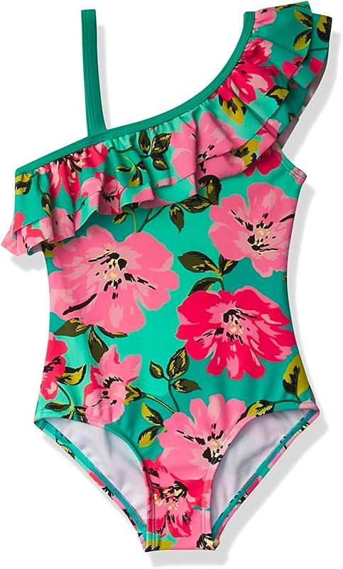 Kanu Surf Girls' Morgan Floral Ruffle 1-Shoulder 1-Piece Swimsuit | Amazon (US)
