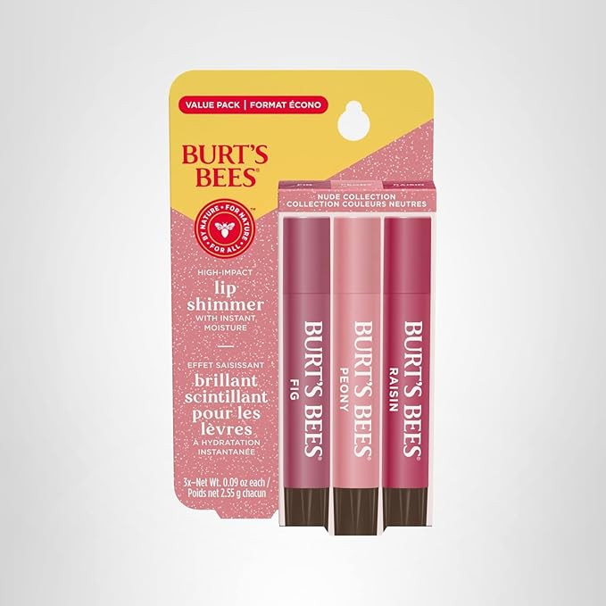Burt's Bees Christmas Gifts, Lip Shimmer Nude Collection, Tinted Lip Balm Stick, Moisturizing for... | Amazon (US)
